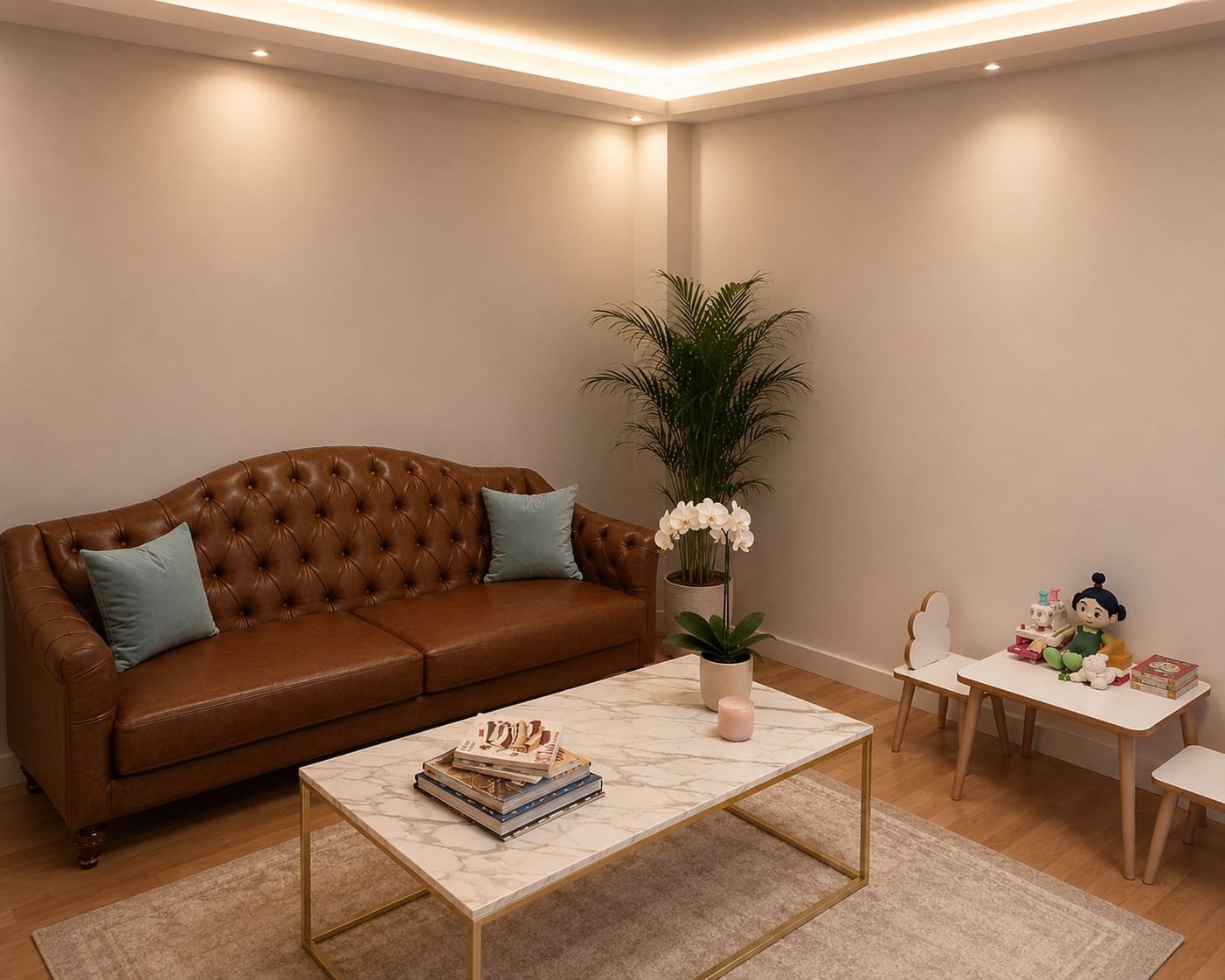 Bekleme salonu ve çocuk oyun köşesi